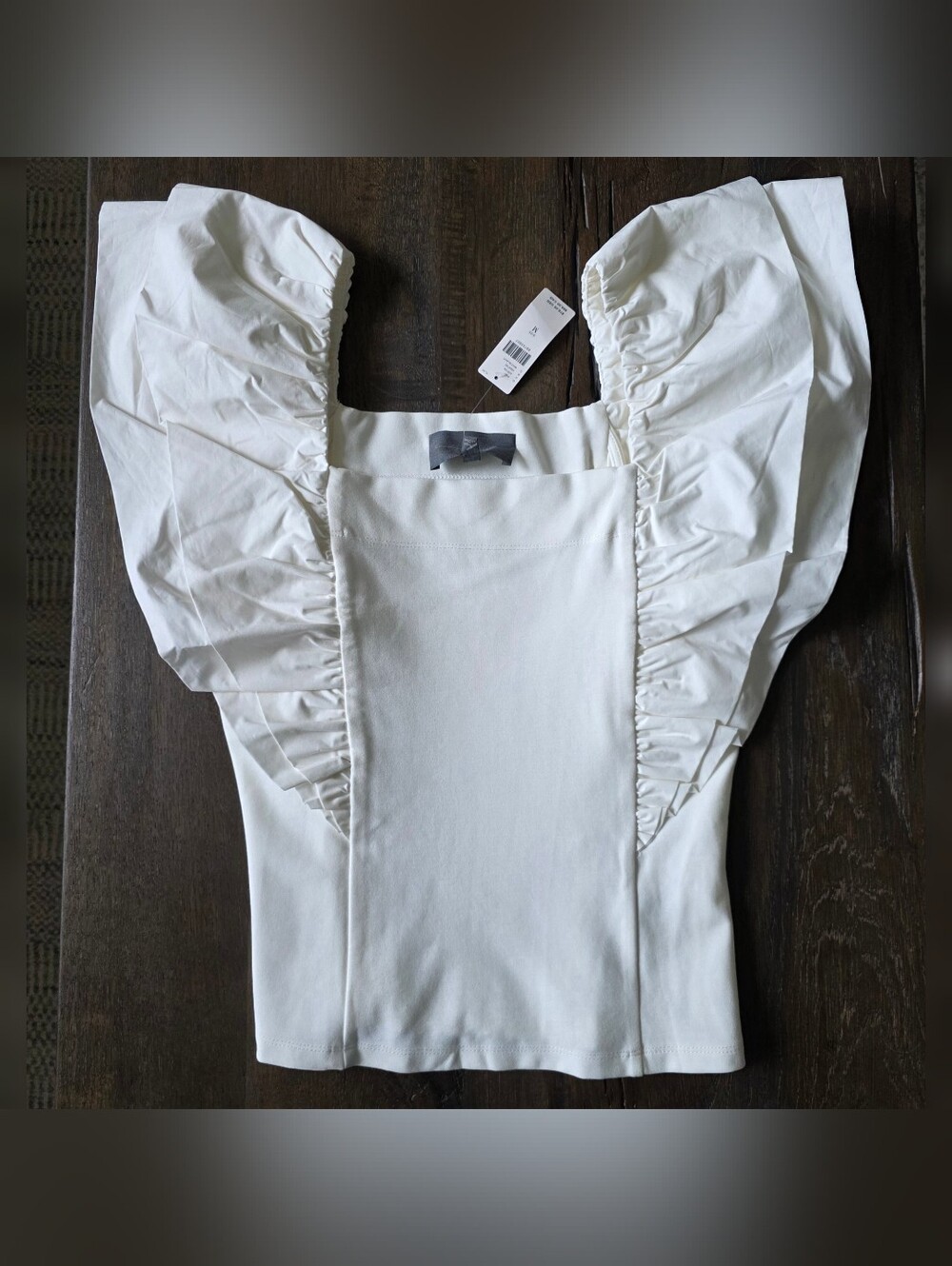 NWT ANTHROPOLOGIE Sundays In Brooklyn Ruffle Top White Size M